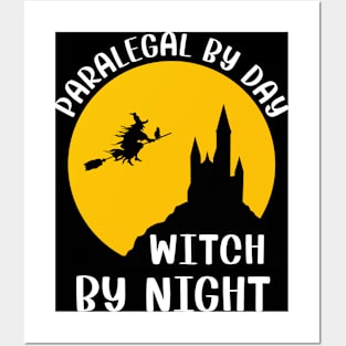 Funny Halloween Gift for Women Paralegal By Day Witch By Night Posters and Art